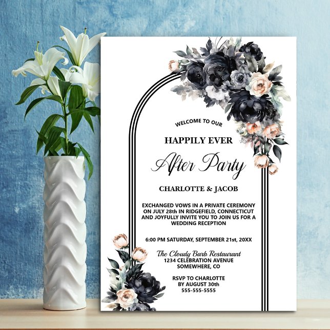 Invitación Boda del arco floral negro después del Fiesta (Subido por el creador)