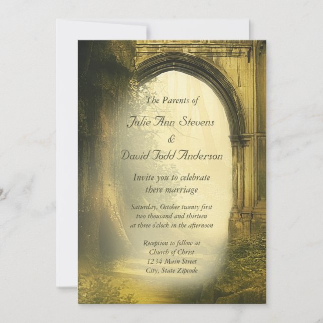 Invitación Boda del arco forestal encantado (Anverso)