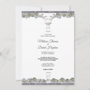 Invitación Boda del Arco Griego Floral Blanco Elegante