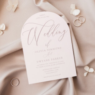 Invitación Boda del Arco Moderno Blanco y Polvoriento Rosa