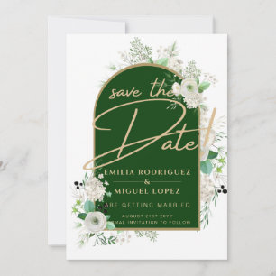 Invitación Boda del Arco Verde Esmeralda de Rosas Blancas