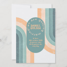 Invitación boda del arcoiris de los años 70