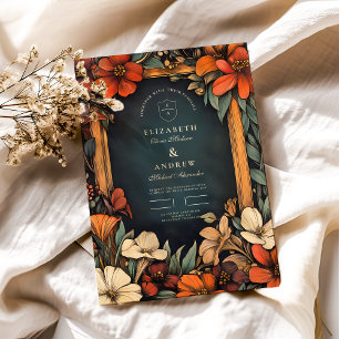 Invitación Boda del Art Nouveau Botánico Verde