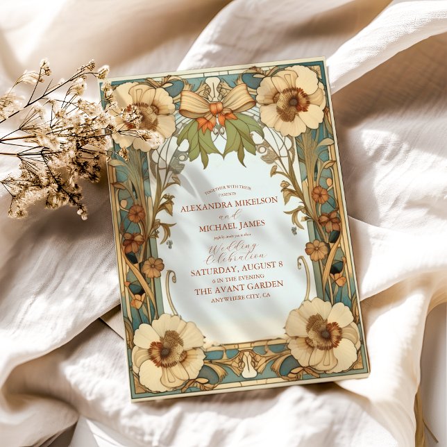 Invitación Boda del Art Nouveau floral victoriano europeo (Subido por el creador)