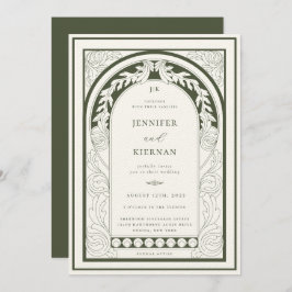 Invitación Boda del Art Nouveau Greenery Arch