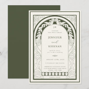 Invitación Boda del Art Nouveau Greenery Arch