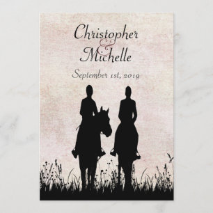 Invitación Boda del atardecer de la pareja de siluetas a caba