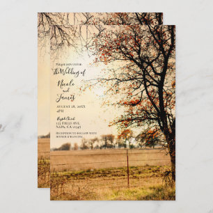 Invitación Boda del atardecer de otoño en Rustic Field Gold