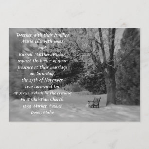 Invitación Boda del banco de invierno blanco y negro