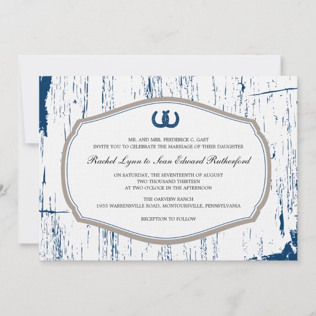 Invitación Boda del Bar Rústico de los Caballos (Anverso)
