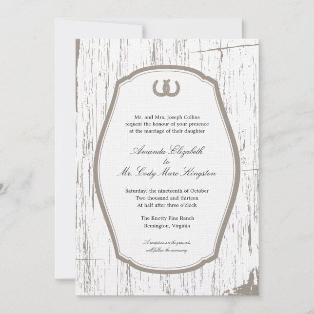 Invitación Boda del Bar Rústico de los Caballos (Anverso)