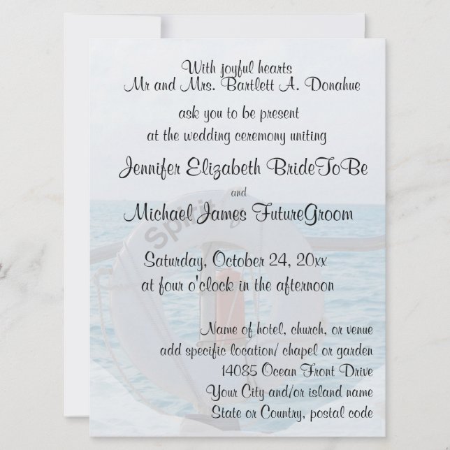 Invitación Boda del barco (Anverso)