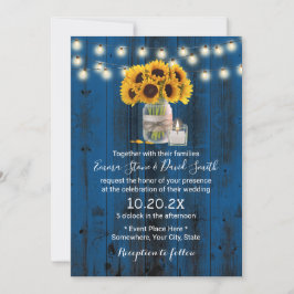 Invitación Boda del Barn Azul de la Marina Rustica Floral de