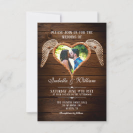 Invitación Boda del Barn Rural Rústico Heart Wood Photo