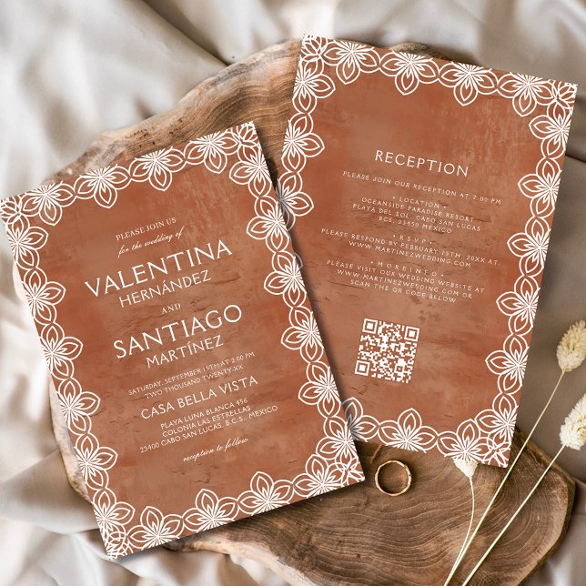 Invitación Boda del Boho Blanco de la Terracota Papel Picado  (Subido por el creador)