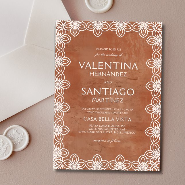 Invitación Boda del Boho Blanco de la Terracota Papel Picado  (Subido por el creador)