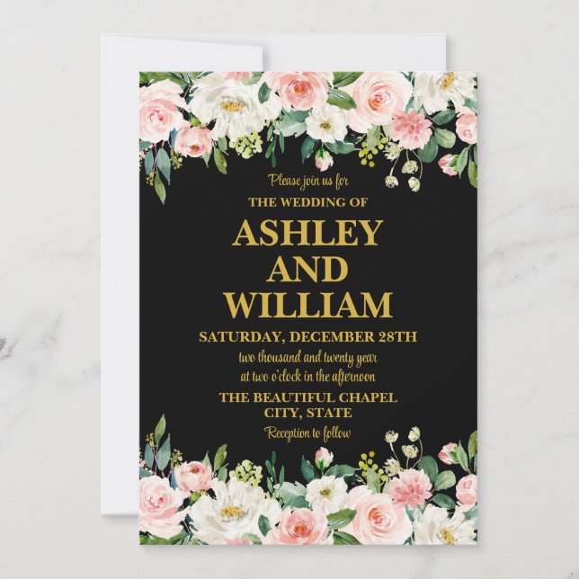 Invitación Boda del Boho Bohemian de Pink and Gold (Anverso)