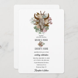 Invitación Boda del Boho Boho Cow Skull del País Occidental