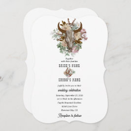 Invitación Boda del Boho Boho Cow Skull del País Occidental
