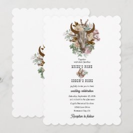 Invitación Boda del Boho Boho Cow Skull del País Occidental