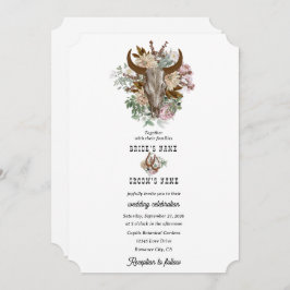 Invitación Boda del Boho Boho Cow Skull del País Occidental