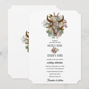 Invitación Boda del Boho Boho Cow Skull del País Occidental