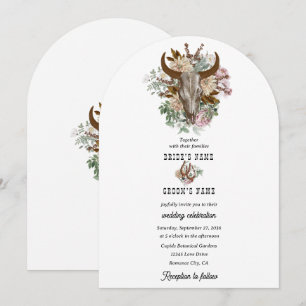 Invitación Boda del Boho Boho Cow Skull del País Occidental