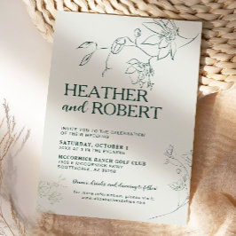 Invitación Boda del Boho Botánico de Floral Verde Esmeralda