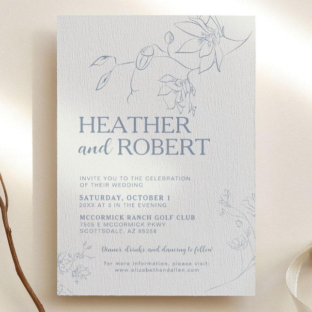 Invitación Boda del Boho Botánico Dusty Blue Floral (Subido por el creador)