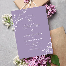 Invitación Boda del Boho de Flor Salvaje Púrpura de Lavanda R