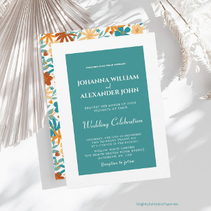 Invitación Boda del Boho de Flor Silvestre de color azul de a