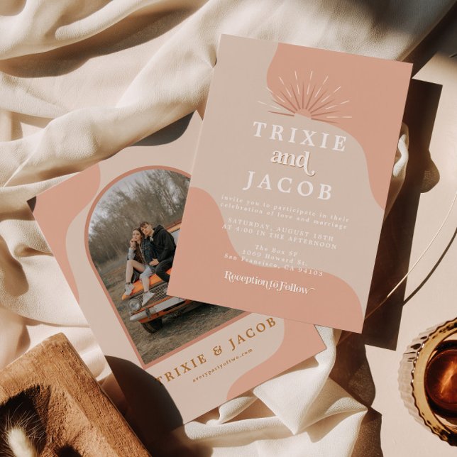 Invitación BODA del Boho de Fotos de TRIXIE Rubor Retro (Subido por el creador)