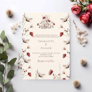 Invitación Boda del boho de la crema de borgoña