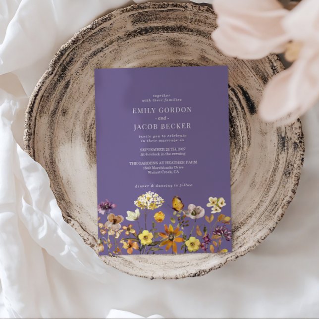 Invitación Boda del Boho de Lavender de Flor Silvestre (Subido por el creador)