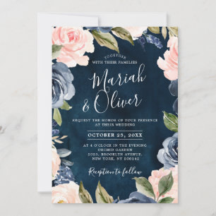 Invitación Boda del Boho de oro rosa rosa rosa azul de la Mar