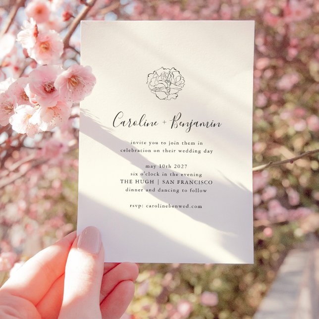 Invitación Boda del Boho del dibujo de la floral negra de mar (Subido por el creador)