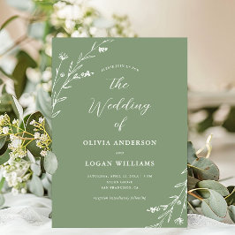 Invitación Boda del Boho del Flor Verde Rusa Soft Sage