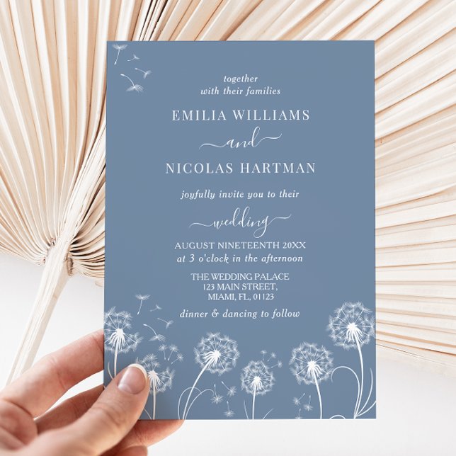 Invitación Boda del Boho Dusty Blue Wildflower (Subido por el creador)