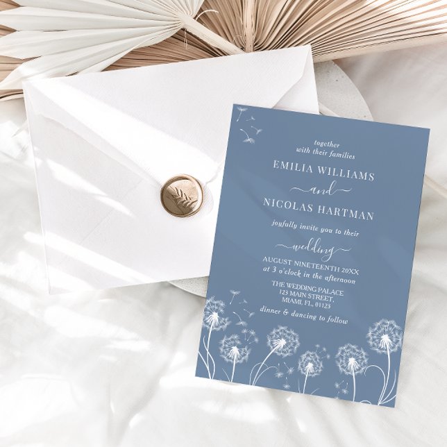 Invitación Boda del Boho Dusty Blue Wildflower (Subido por el creador)