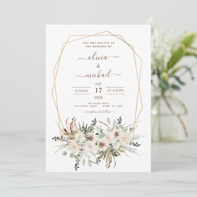 Invitación Boda del Boho Eucalyptus (Anverso de pie)