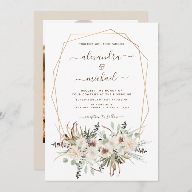 Invitación Boda del Boho Eucalyptus (Anverso / Reverso)