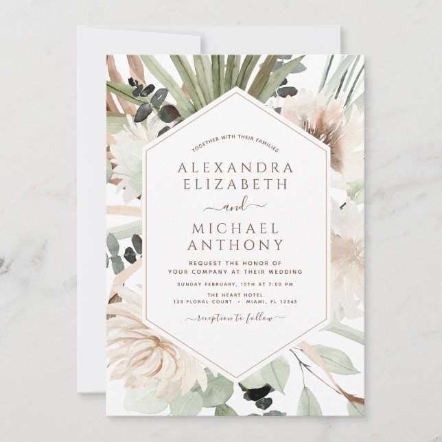 Invitación Boda del Boho Eucalyptus (Anverso)