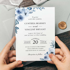 Invitación Boda del Boho Floral Azul Dusty