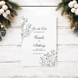 Invitación Boda del Boho floral de la esquina blanca y negra
