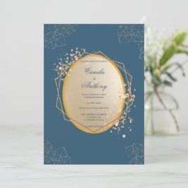 Invitación Boda del Boho floral de la Marina Gold Oval