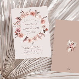 Invitación Boda del Boho floral de Rubor Beige Pampas