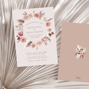 Invitación Boda del Boho floral de Rubor Beige Pampas