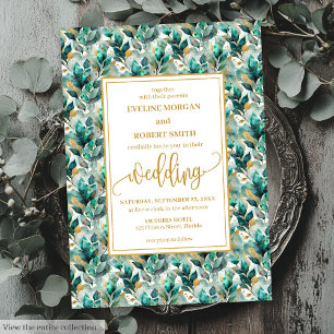Invitación Boda del Boho Forest Green Gold Greenerenery