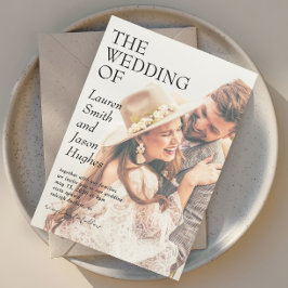 Invitación Boda del Boho moderno de fotos en blanco y negro