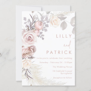 Invitación Boda del Boho moderno de la guerra floral de Rubor